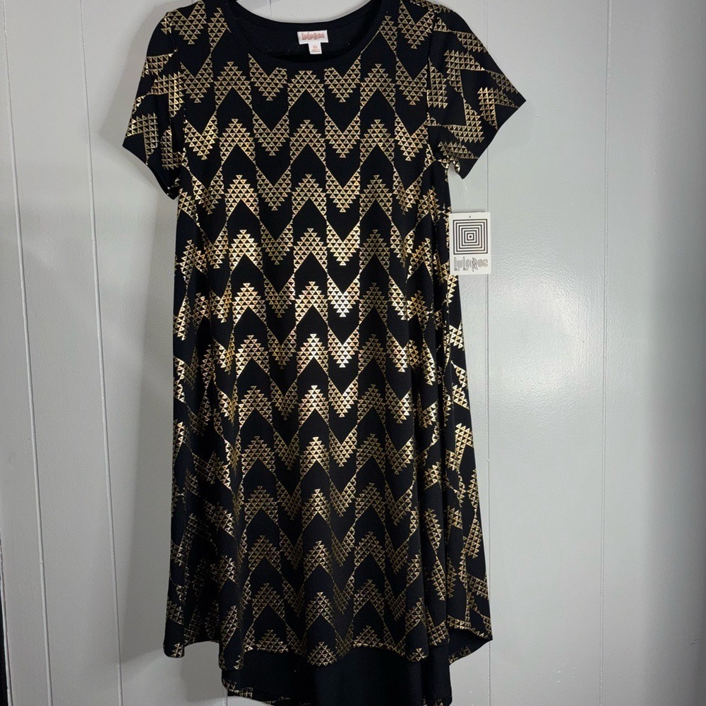 Wicked Cute LuLaRoe Gold & Black Chevron Dress | XSmall | BNWT‎